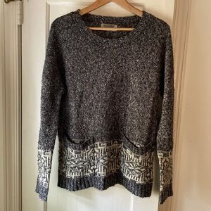 Gray patterned wool-blend sweater
